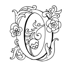 Letters O Drop Caps. Vector hand-drawing letter. Fabulous ornament