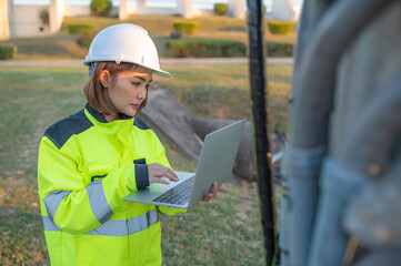 Telecommunication engineers work at cell towers for 5G cell phone signals,Network tower maintenance...