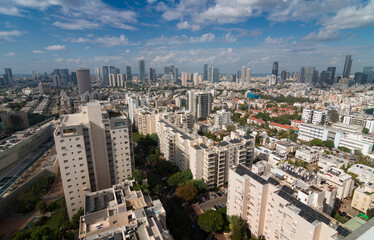 Fototapeta premium Tel Aviv, Givatayim and Ramat Gan day areial panorama