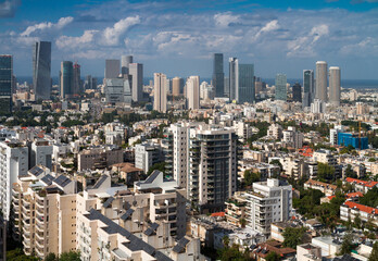 Fototapeta na wymiar Tel Aviv and Givatayim living houses day top view