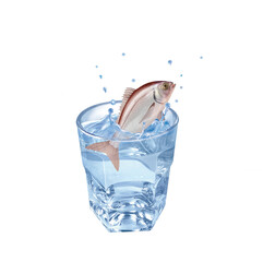 pageot,  poisson, évasion, eau, en verre, boire, isolé, liquide, clapoter, froid, blanc, abattre, frais, bleu, éclaboussure, verser, bouillonner, sain, clair, transparent, fraîcheur, humide, glace