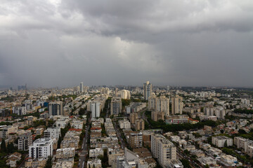 Fototapeta premium Givatayim, Israel. Top view of the city after the rain