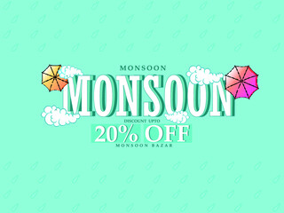 vector illustration,poster Monsoon Offer or Sale for Monsoon season.

