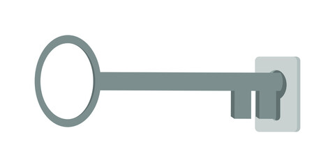 Key and keyhole on white background