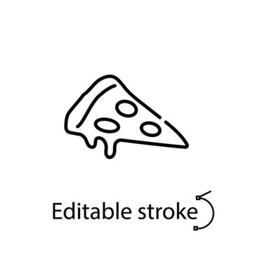 Slice of pizza line icon. Fast food. Pop art style. Italian food emblem. Bistro logotype. Isolated vector illustration
