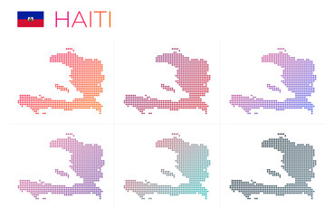 Haiti dotted map set. Map of Haiti in dotted style. Borders of the country filled with beautiful smooth gradient circles. Awesome vector illustration.