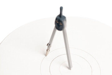 Metallic drawing compass isolated on white background