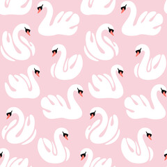 Seamless trendy pattern with swan. Childish print for nursery, kids apparel, poster, postcard, pattern. © Lili Kudrili