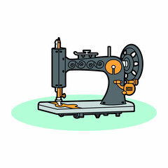 sewing machine illustration icon colorful objects symbols sketch