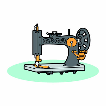 sewing machine illustration icon colorful objects symbols sketch