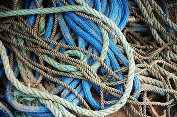 ropes used by fishermen in Fisherman's Beach, Punta del Diablo, Rocha, Uruguay.