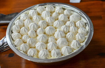 Sweet dessert cake made of cookies and sugar