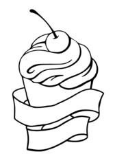 birthday - invitation card with cupcakes and a garland 