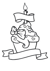 birthday - invitation card with cupcakes and a garland 