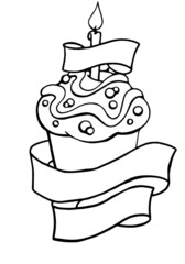 birthday - invitation card with cupcakes and a garland 