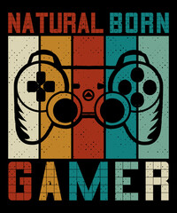 Natural born Gamer T shirt design and typography T-shirt with editable vector graphic. © Abdul