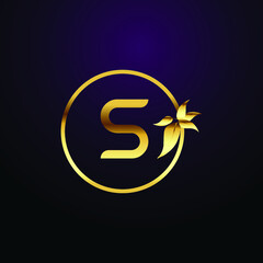 Premium luxury Vector elegant gold and  font Letter S Template for company logo with monogram element 3d Design