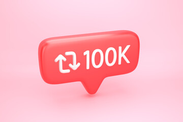 Reshare arrows loop symbol on social media notification icon
