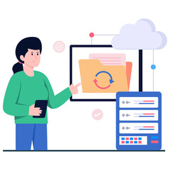 Folder sync illustration in colored design