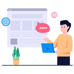 Editable design illustration of web domain