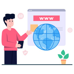 Editable design illustration of web domain