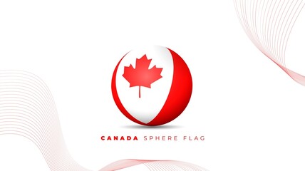 Canada sphere flag with waving red lines background for canada day design