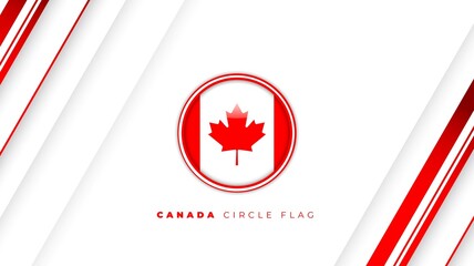 Obraz premium Canada circle flag design with simple geometric background for canada day design