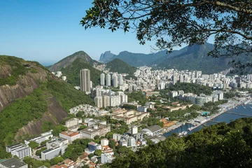 Poster Rio de Janeiro, Brazil. Aerial view of Urca, Botafogo and Santa Marta favela.  In the foreground, the Rio de Janeiro Yacht Club, Botafogo Bay and Benjamin Constant Institute. © Stefan Lambauer
