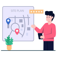 A colored design icon of site plan