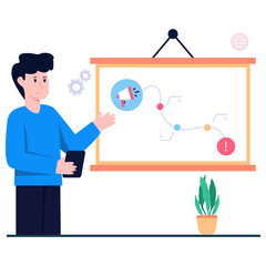 Flat design illustration of marketing presentation