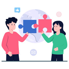 A colored design icon of problem solving