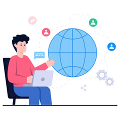 Editable design icon of global communication