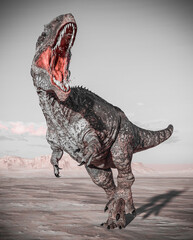 giganotosaurus is hunting down on sunset desert © DM7