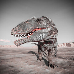 giganotosaurus is looking for the others on sunset desert © DM7