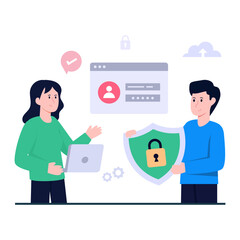 Secure sign in illustration in flat design