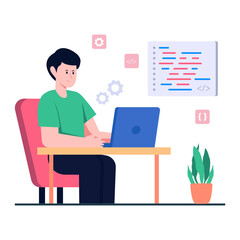 Software developer illustration in colored design 