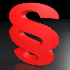 Red paragraph symbol on black background - 3D rendering illustration