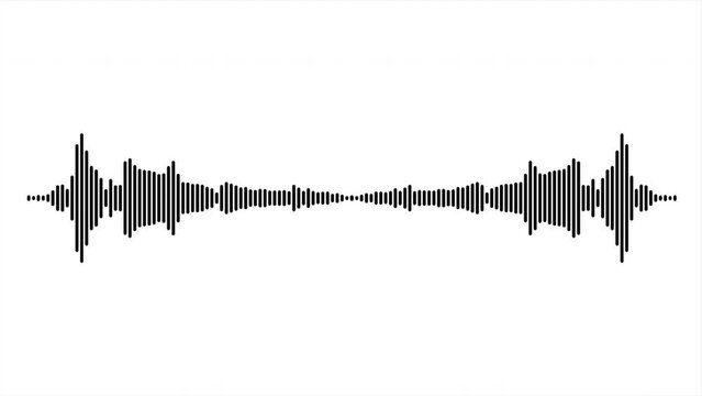 Symmetric black sound frequency shape isolated on white background. Pulse of the beat
