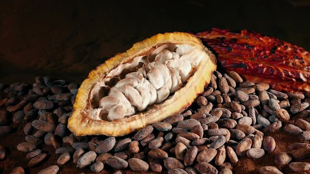 Cocoa Chocolate Fruit And Beans Circling Shot