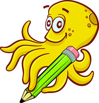 Octopus Cartoon, Back To School, Pen, Handwriting, Polvo, Mao Escrevendo, Volta As Aulas