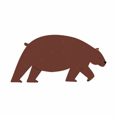 forest bear hand drawn in flat style. baby illustration