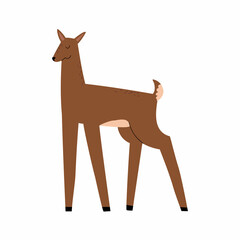 forest deer hand drawn in flat style. baby illustration