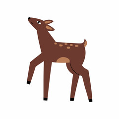 forest deer hand drawn in flat style. baby illustration