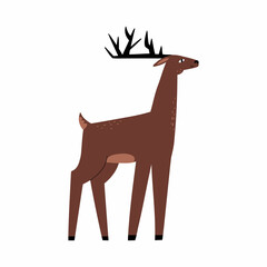 forest deer hand drawn in flat style. baby illustration