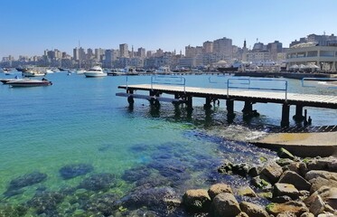 Fototapeta na wymiar Morning view at Alexandria coast Egypt