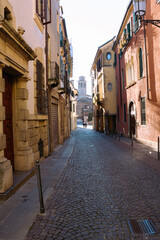 Small street in the historic center of the city of Padua. Vertical image.