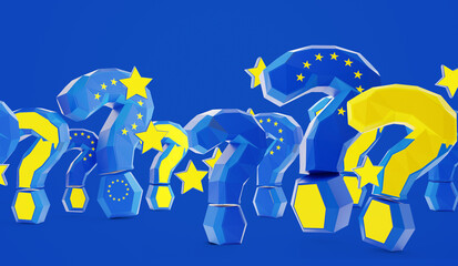 Fototapeta premium question marks creative abstract colored as the flag of Europe 3d-illustration