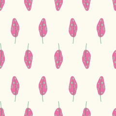 Fototapeta premium Pink leaves pattern. Stylish modern pattern for fabrics, textiles, wallpapers.