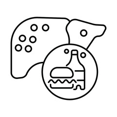 fast food, liver problems, line editable icon