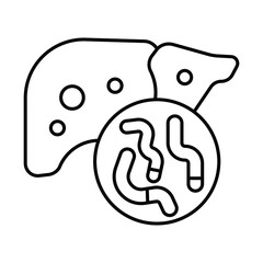 worms, liver problems, line editable icon